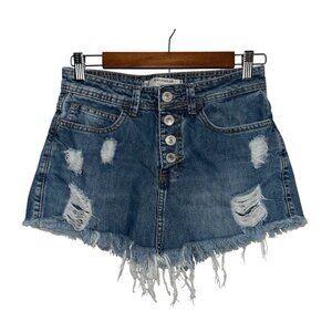 Jeans Wear Distressed Denim Raw Hem Distressed High Waist Skort Size 34